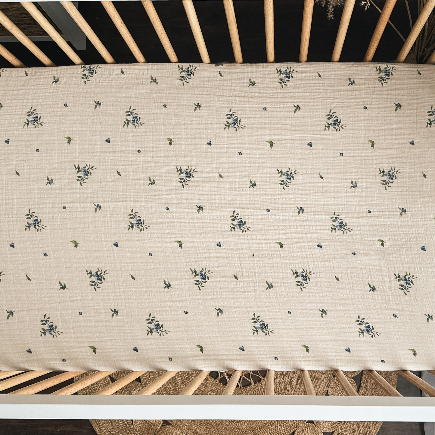 Organic Cotton Muslin Crib Fitted Sheets - Blueberry