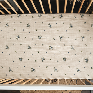 Organic Cotton Muslin Crib Fitted Sheets - Blueberry