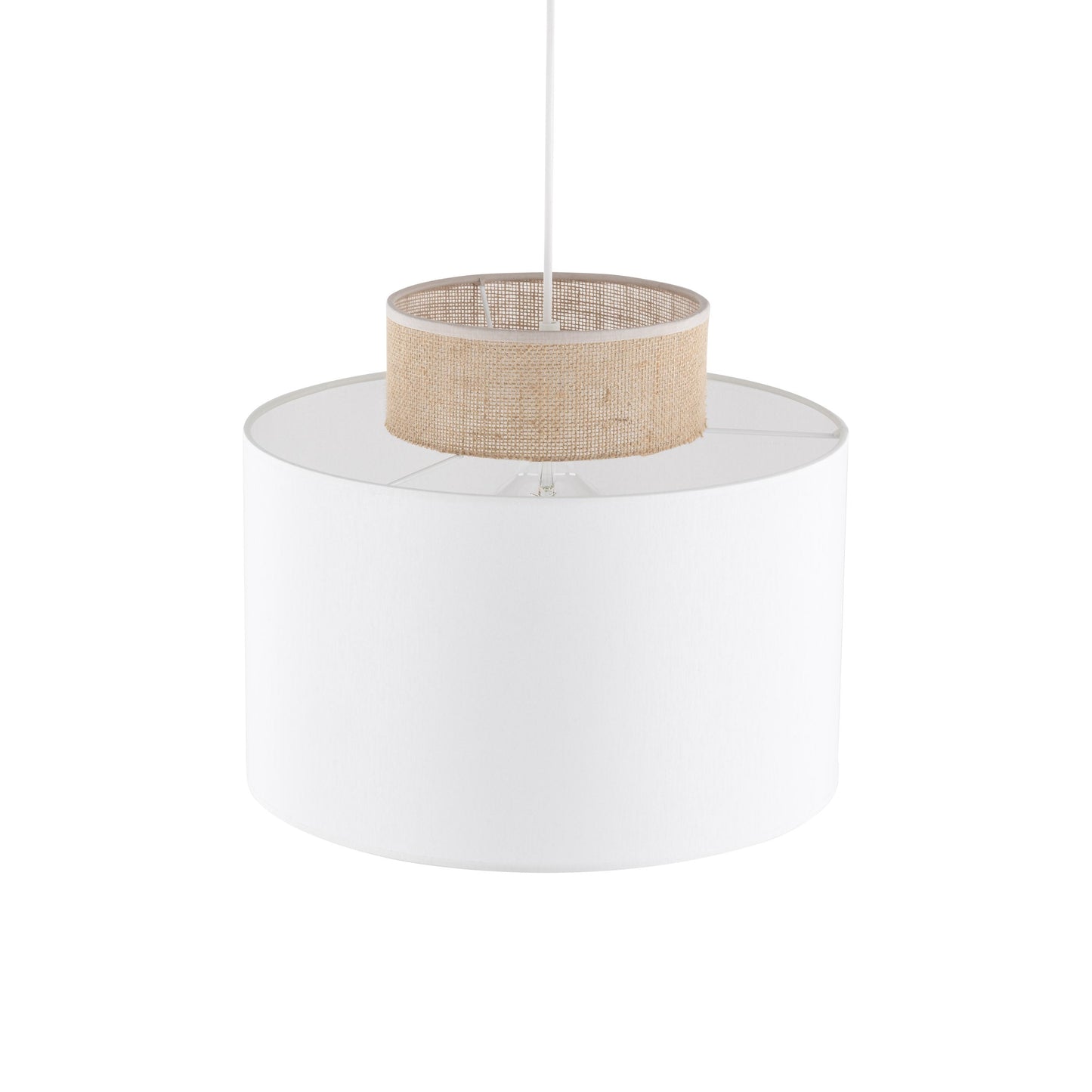 DUO White Jute Natural Pendant Light