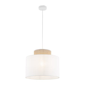 DUO White Jute Natural Pendant Light