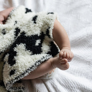 Tap Shoe & Baby's Breath Cow Print Lovey Baby Blanket