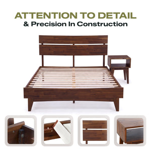 [Buy 1 Get 1] Aurora Solid Wood Bed Frame & Nightstand