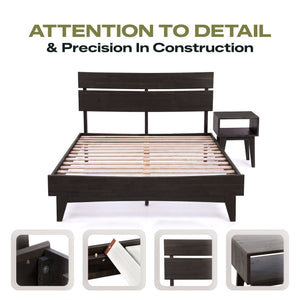 [Buy 1 Get 1] Aurora Solid Wood Bed Frame & Nightstand
