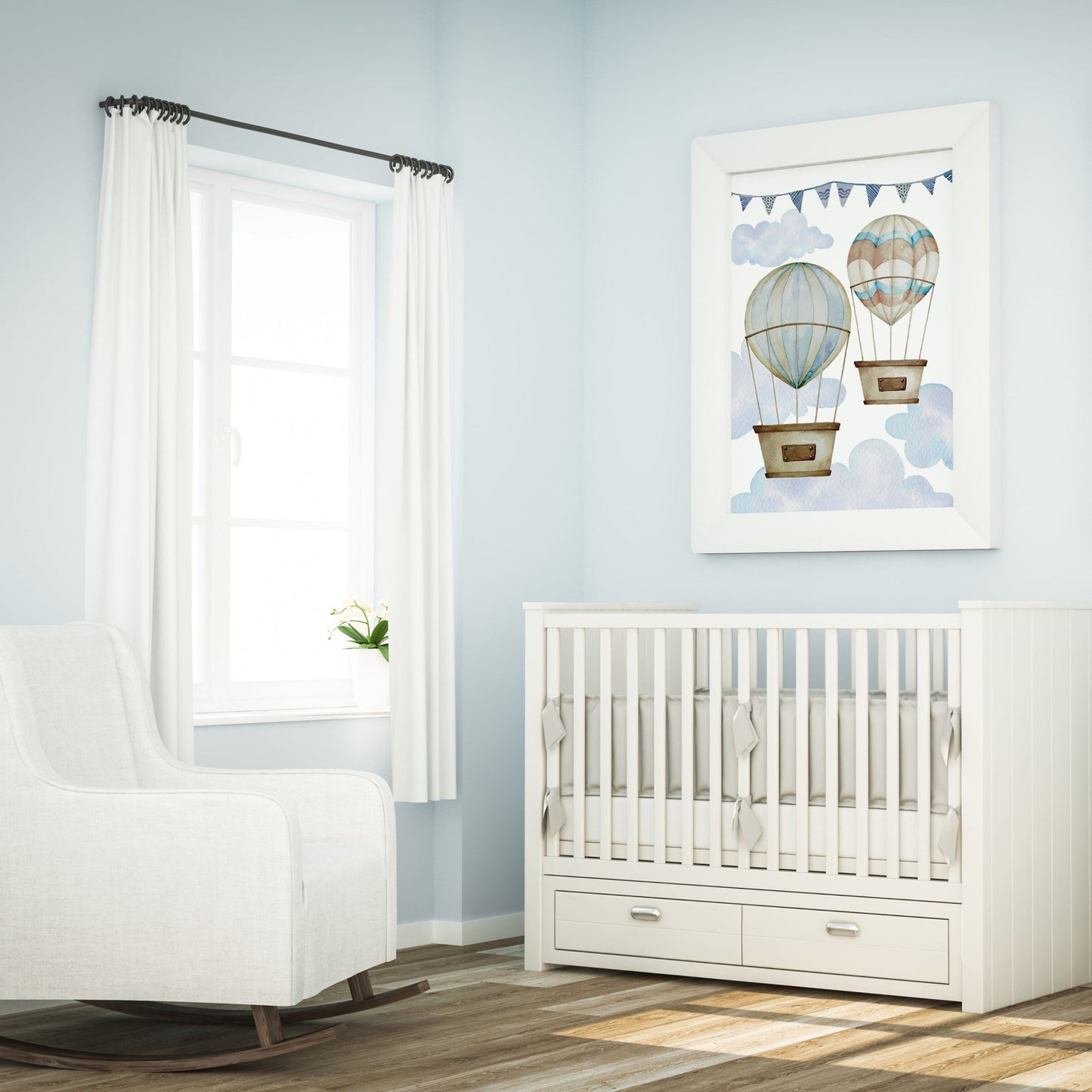 '2 hot air balloons' with White Frame - Roome Collective