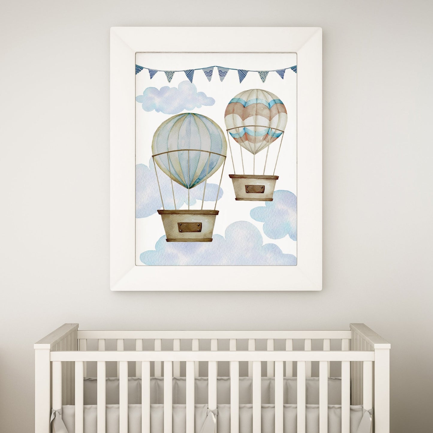'2 hot air balloons' with White Frame - Roome Collective