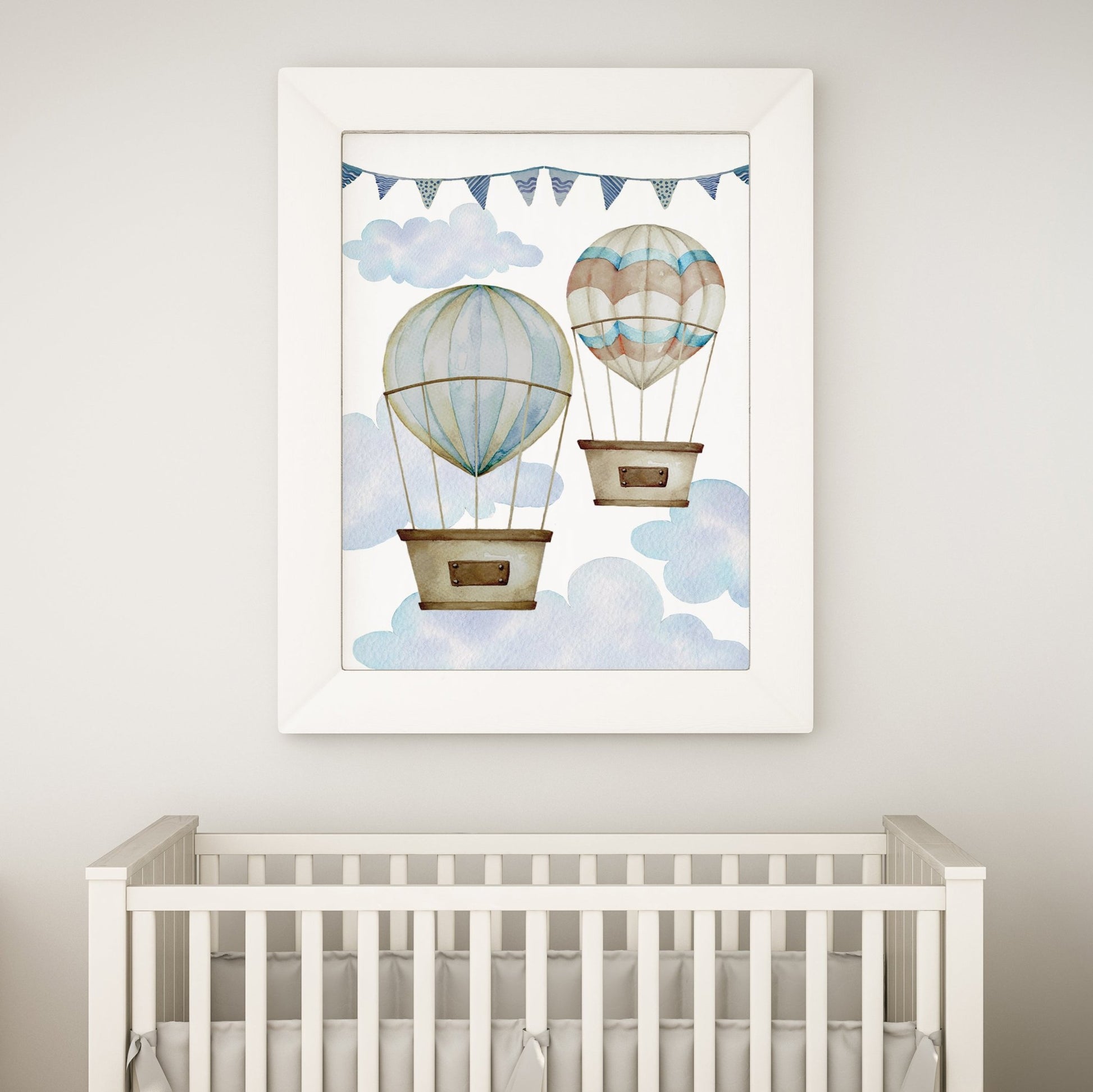 '2 hot air balloons' with White Frame - Roome Collective