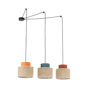 DUO Jute Adjustable 3-Light Pendant for Dining Table & Kitchen Island