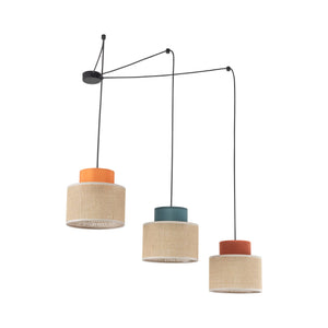 DUO Jute Adjustable 3-Light Pendant for Dining Table & Kitchen Island