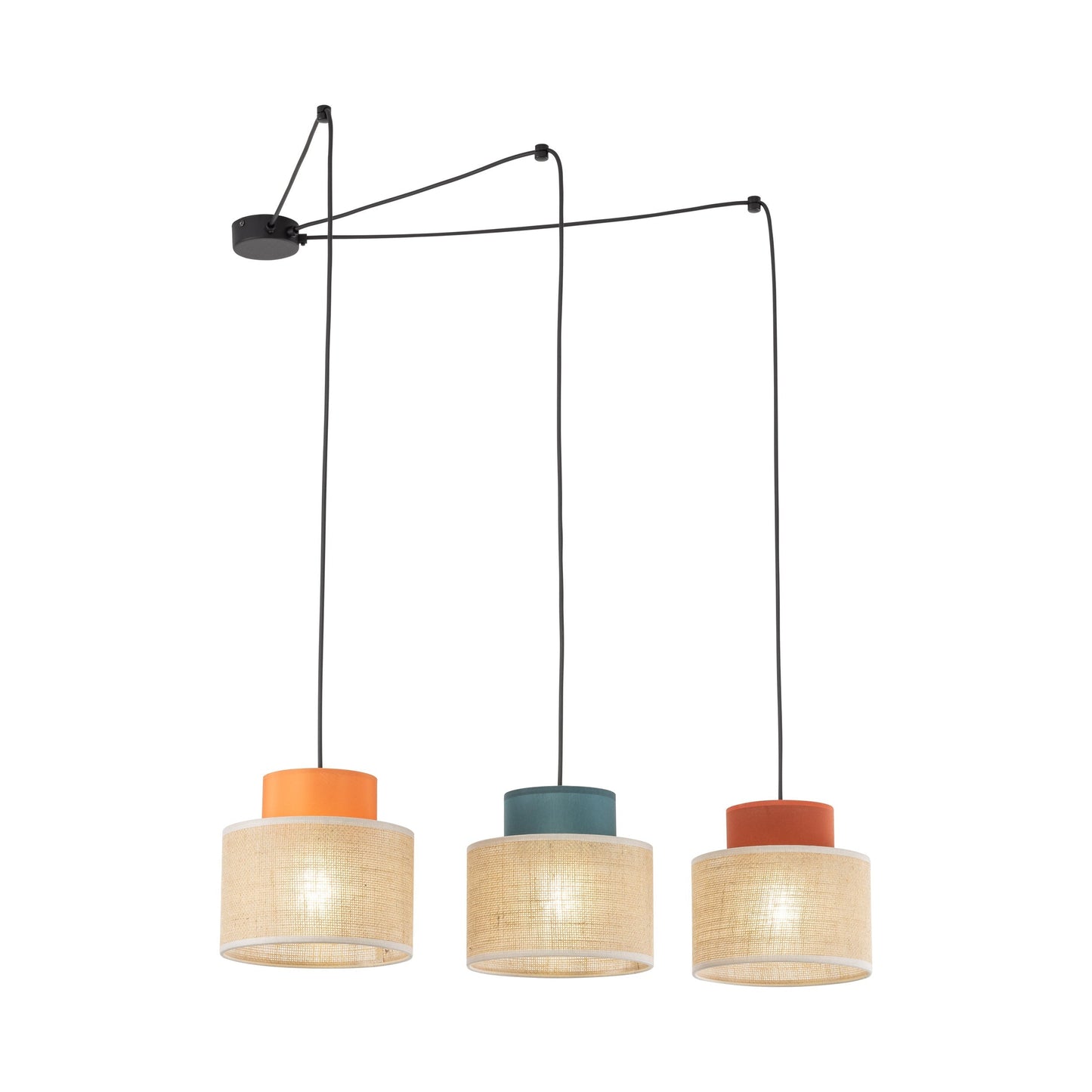 DUO Jute Adjustable 3-Light Pendant for Dining Table & Kitchen Island