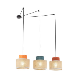 DUO Jute Adjustable 3-Light Pendant for Dining Table & Kitchen Island