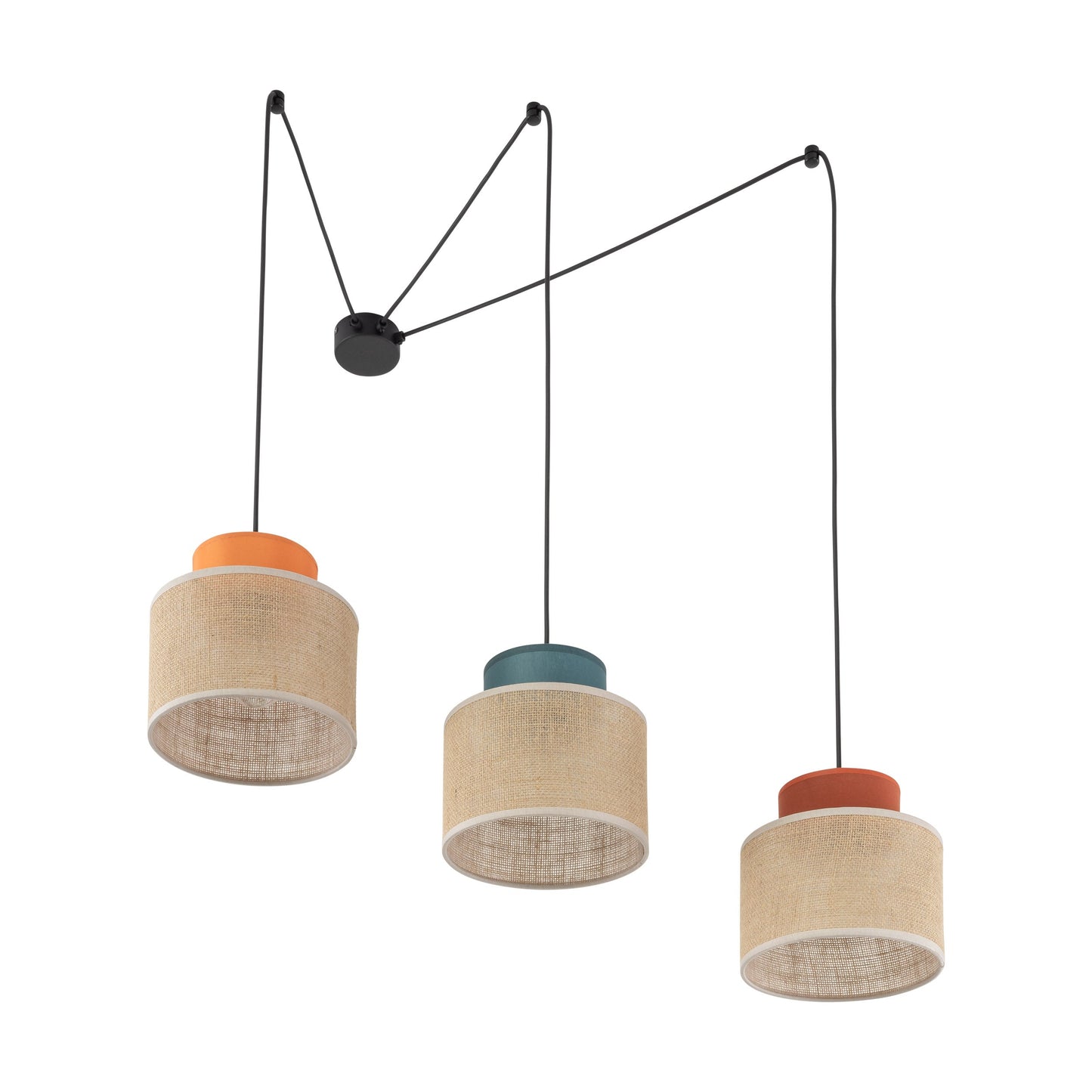 DUO Jute Adjustable 3-Light Pendant for Dining Table & Kitchen Island