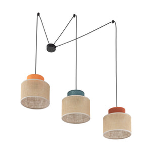 DUO Jute Adjustable 3-Light Pendant for Dining Table & Kitchen Island