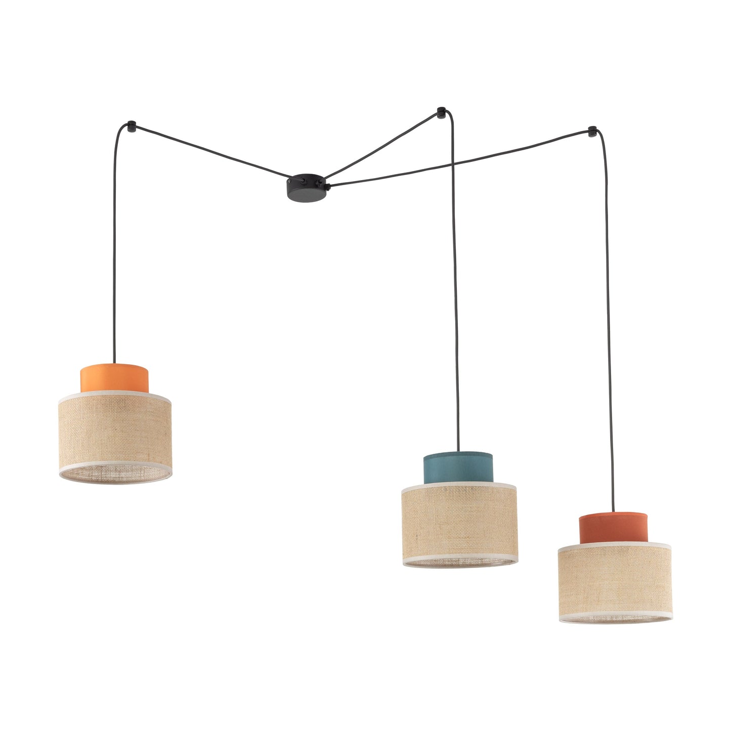 DUO Jute Adjustable 3-Light Pendant for Dining Table & Kitchen Island