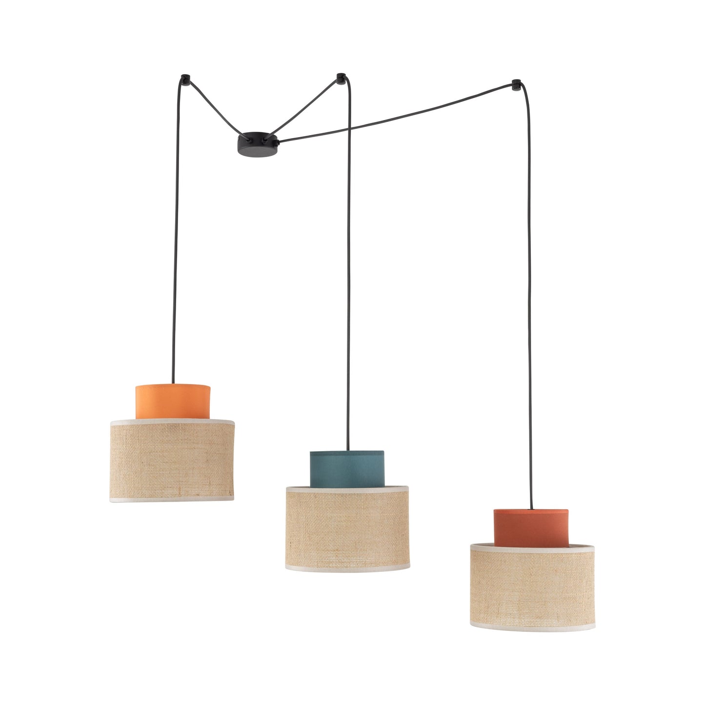 DUO Jute Adjustable 3-Light Pendant for Dining Table & Kitchen Island