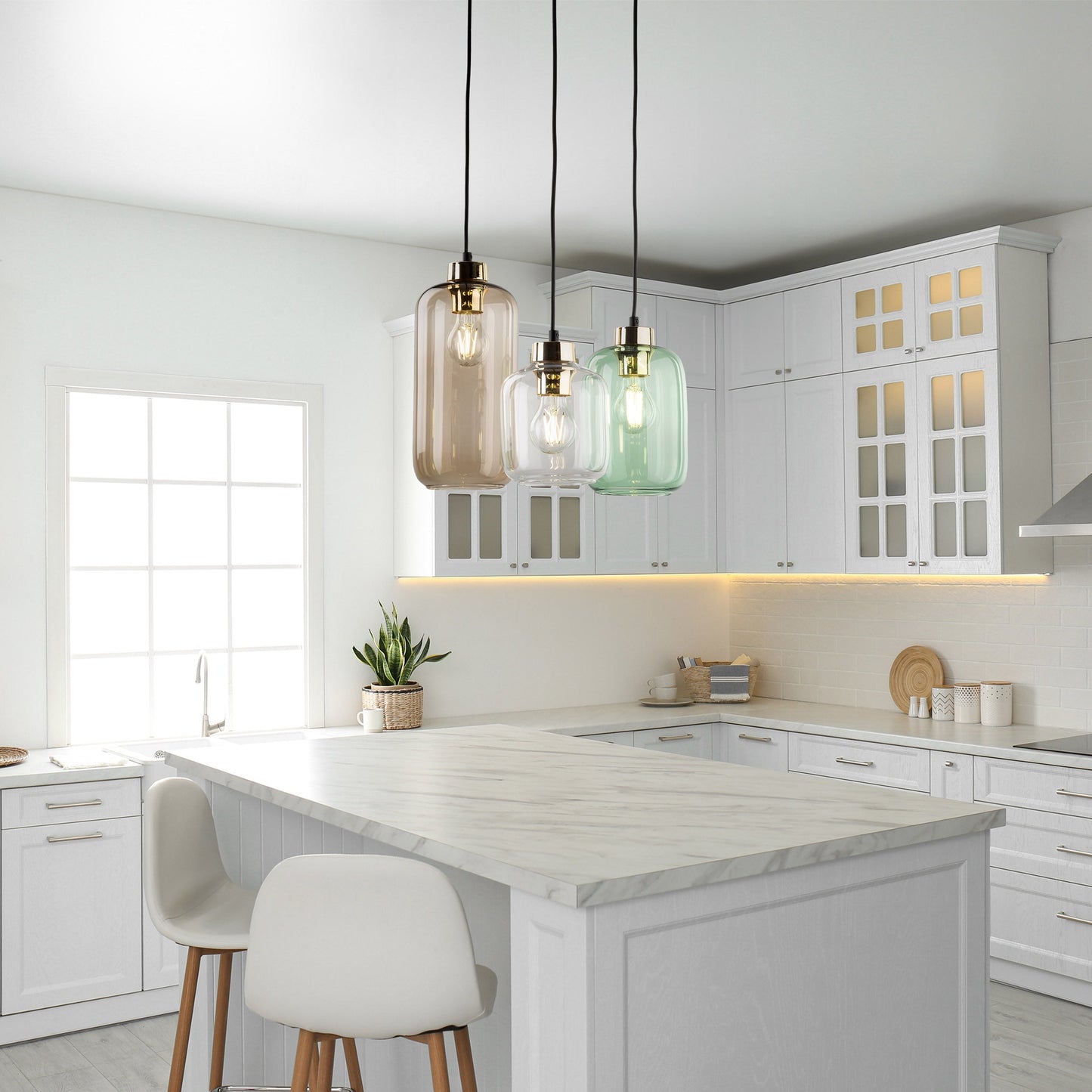 MARCO Mid-Century Modern 3-Light Pendant for Kitchen Island & Dining Table
