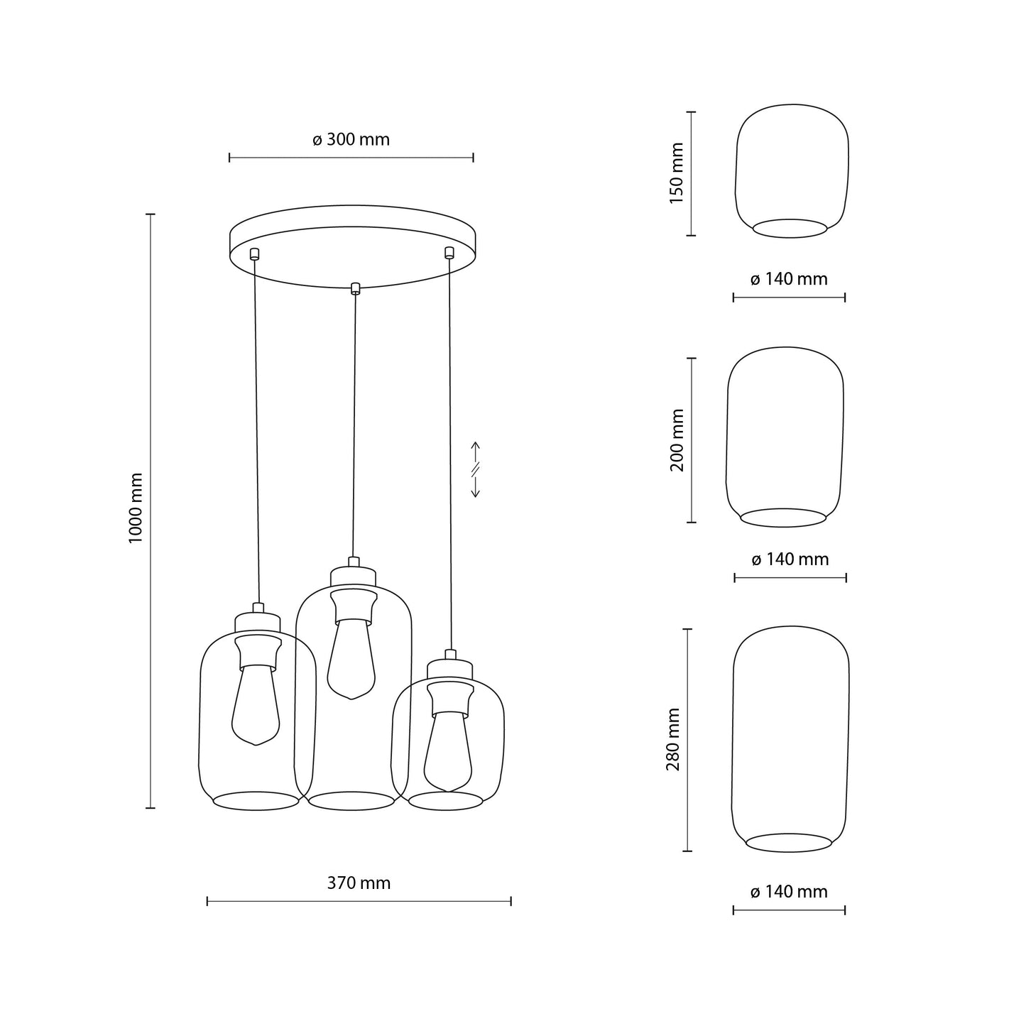 MARCO Mid-Century Modern 3-Light Pendant for Kitchen Island & Dining Table