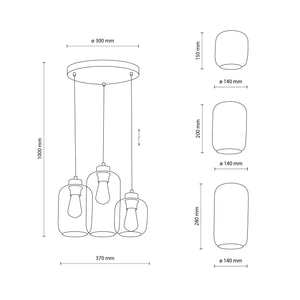 MARCO Mid-Century Modern 3-Light Pendant for Kitchen Island & Dining Table