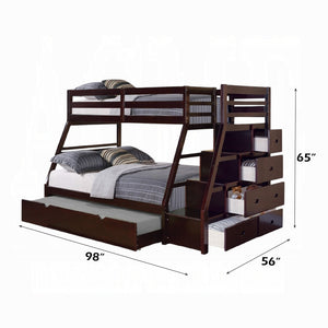 Mojo Twin/Full Bunk Loft Bed W/Trundle & Storage - Espresso