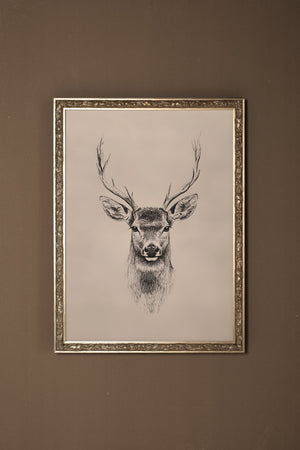 WILD SKETCH, Artwork on rigid canvas, framed in Vintage Silver