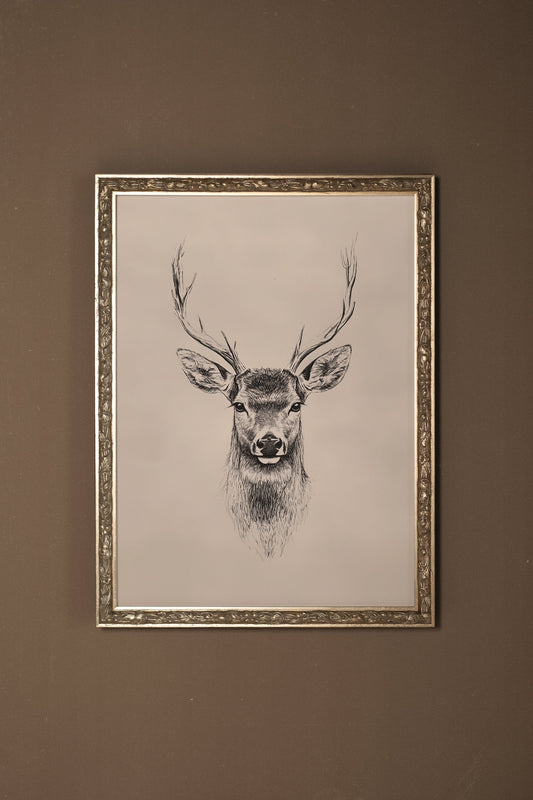 WILD SKETCH, Artwork on rigid canvas, framed in Vintage Silver