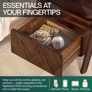 Rum Solid Wood Nightstand