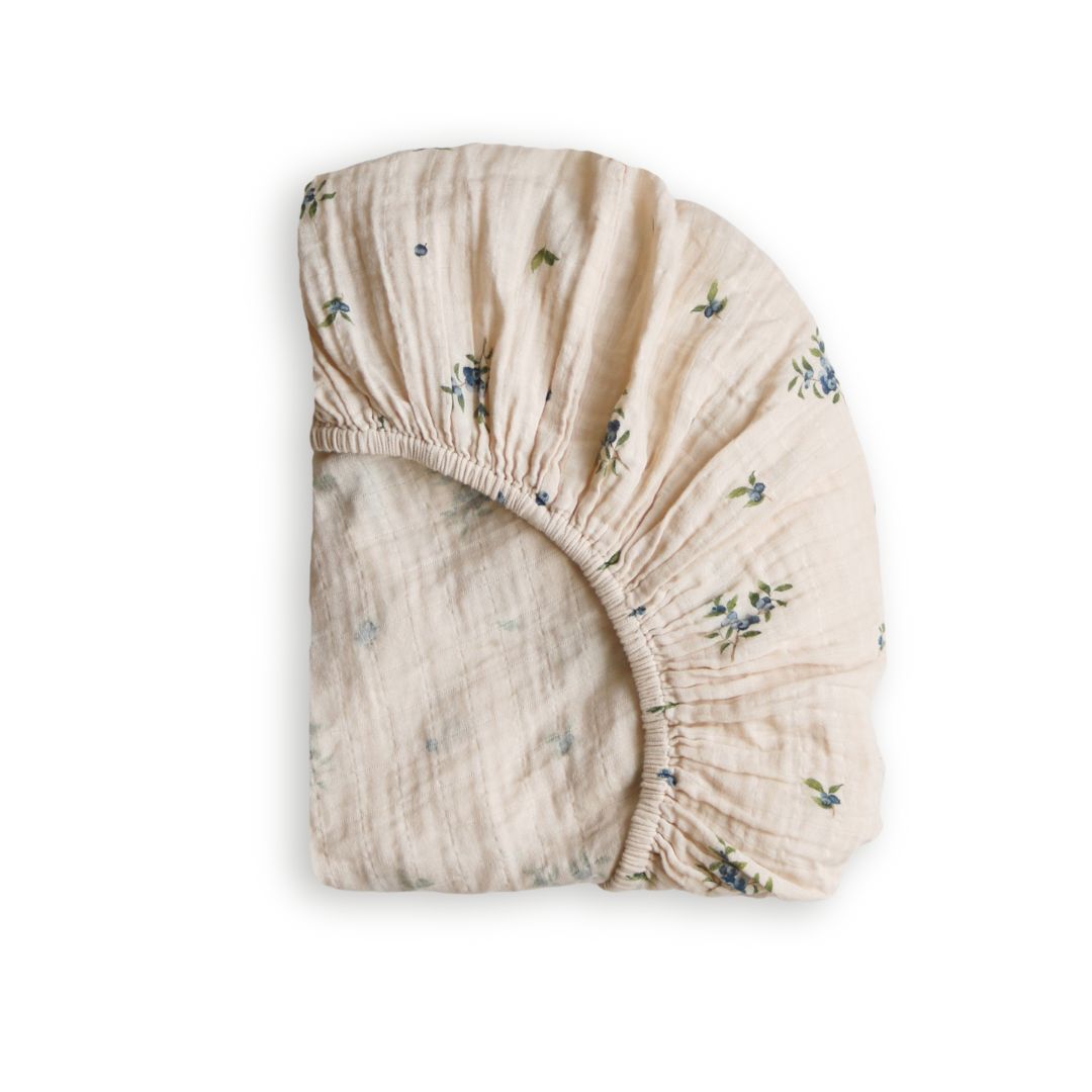 Organic Cotton Muslin Crib Fitted Sheets - Blueberry