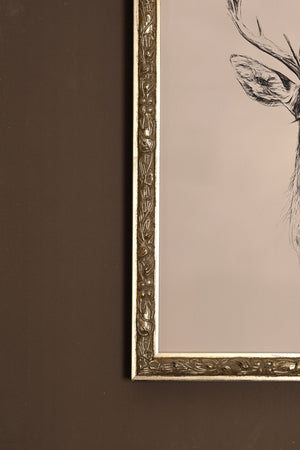 WILD SKETCH, Artwork on rigid canvas, framed in Vintage Silver