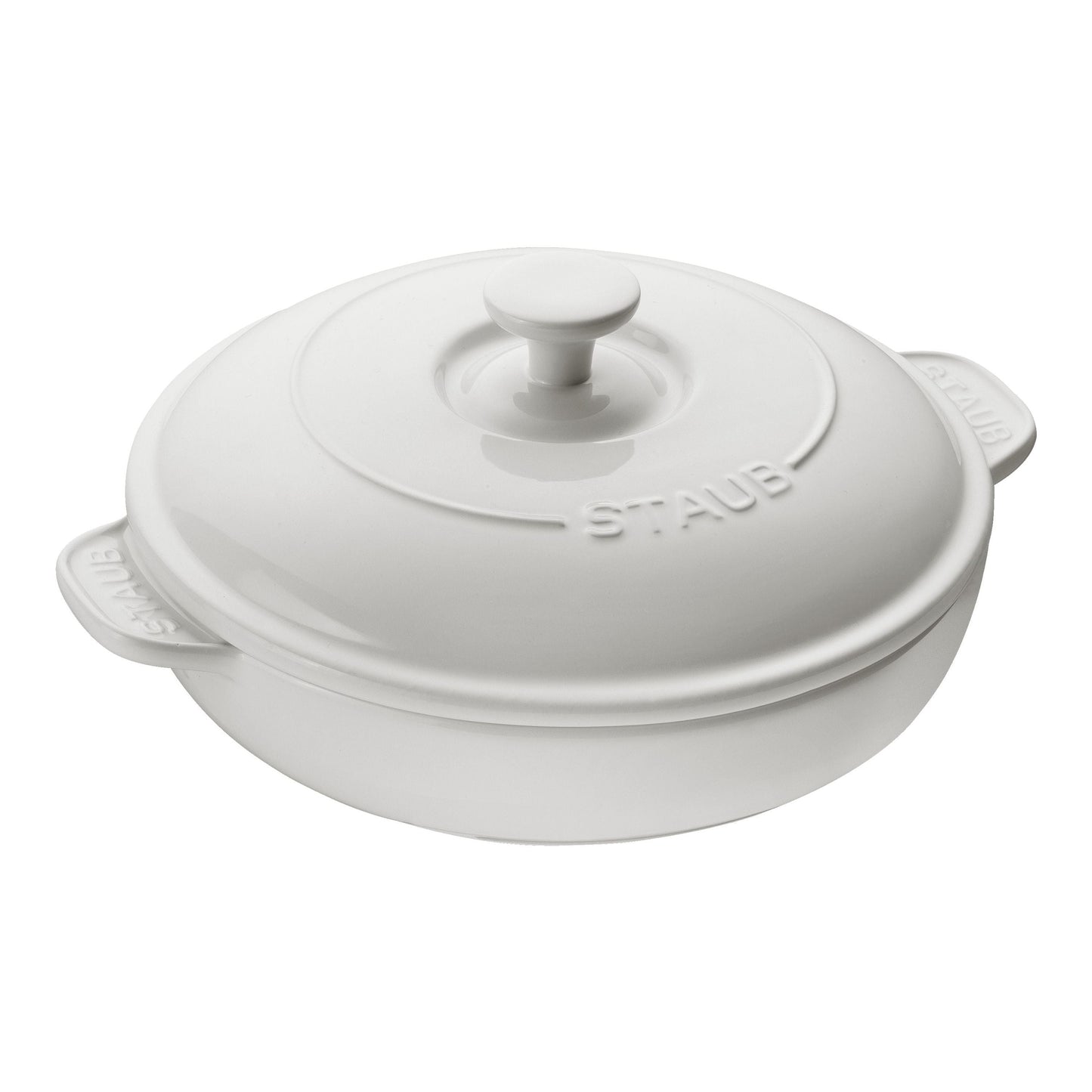 STAUB Ceramique  Ceramic Round Brie Cheese Baker With Lid, Pure-White-0