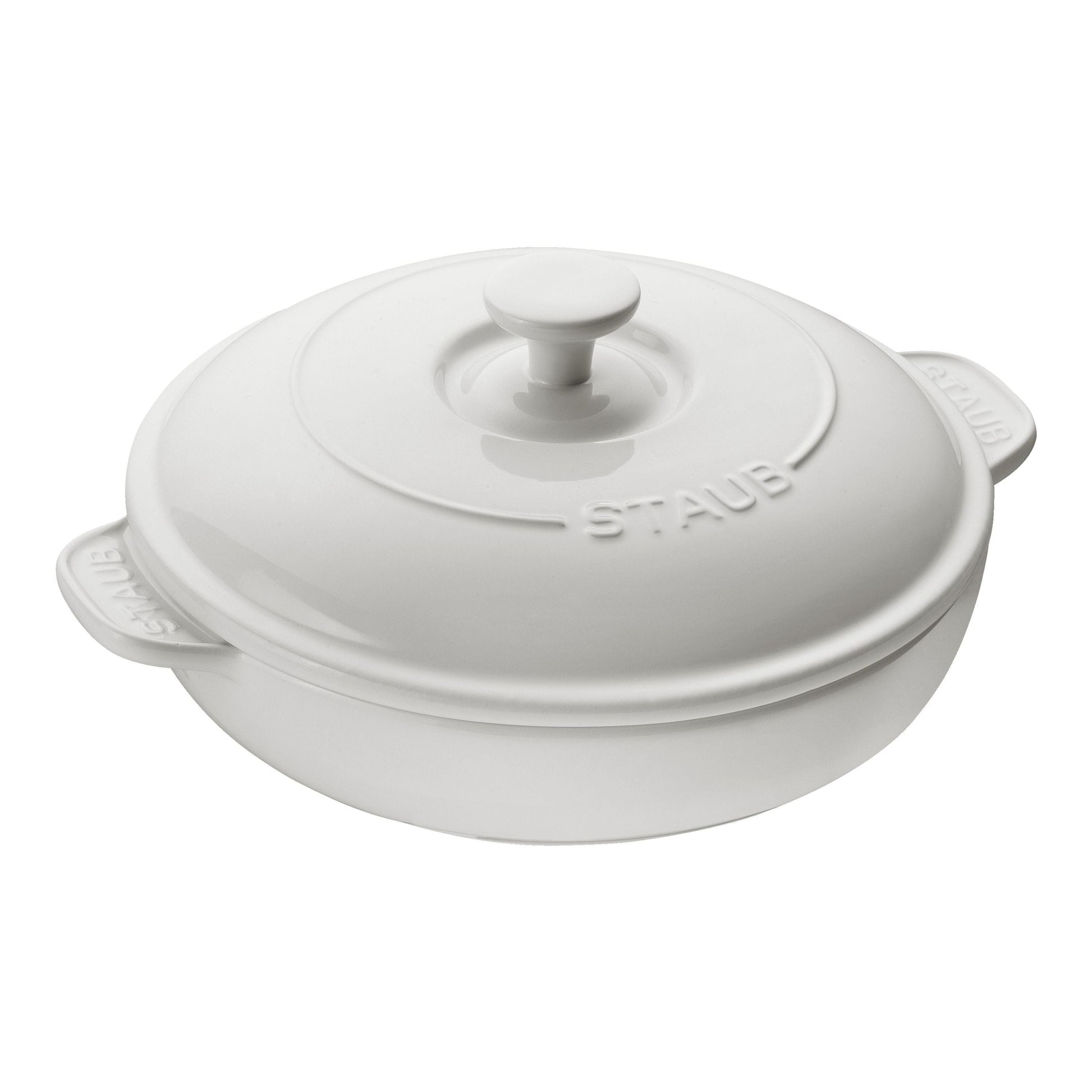 STAUB Ceramique  Ceramic Round Brie Cheese Baker With Lid, Pure-White-0