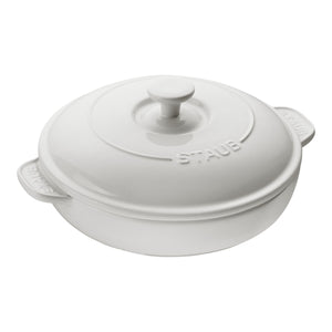 STAUB Ceramique  Ceramic Round Brie Cheese Baker With Lid, Pure-White-0