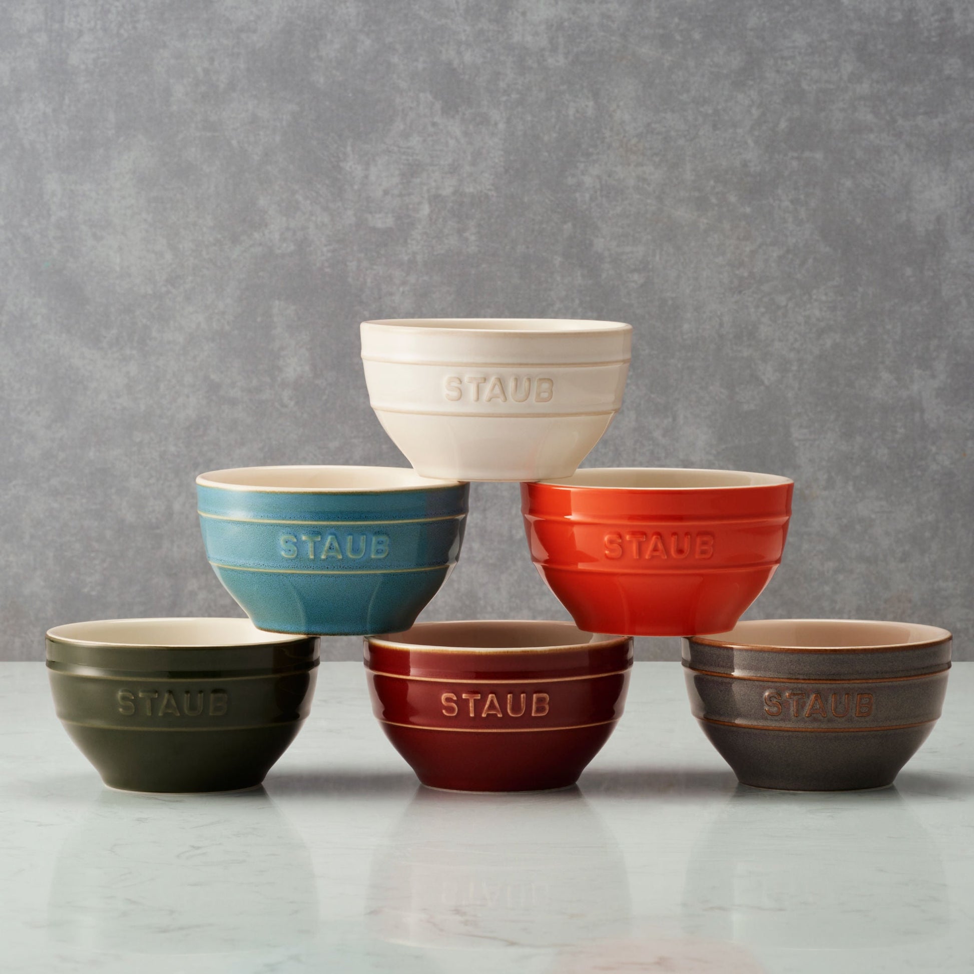 STAUB Ceramique 14 cm / 6 Piece Ceramic Large Rainbow Multi-Colour Large Bowl Set, Mixed Colours-2