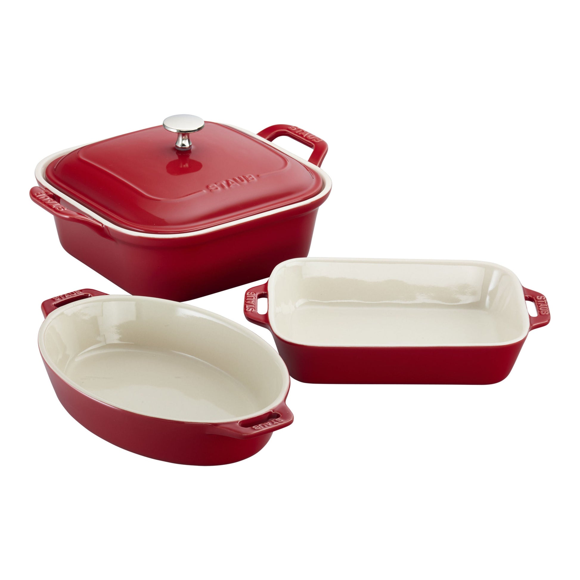 STAUB Ceramique Mixed Baking Dish Set Cherry 4 Piece-0
