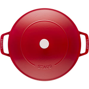 STAUB Braisers 3.7 L Cast Iron Round Saute Pan Chistera, Cherry-1