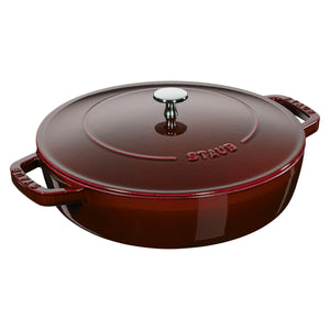 STAUB Braisers 3.7 L Cast Iron Round Saute Pan Chistera, Grenadine-Red-0