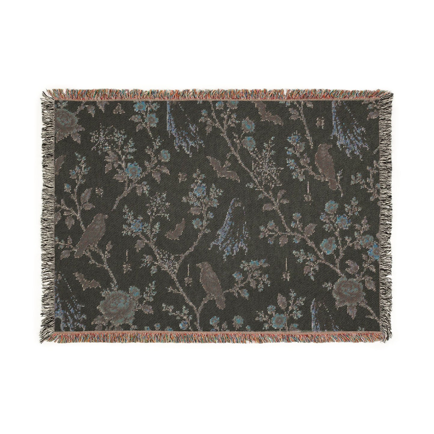 Raven & Floral Woven Blanket
