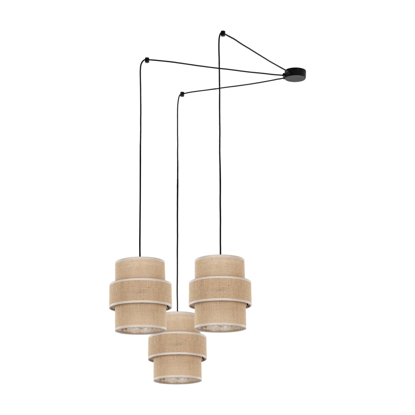 CALISTO JUTE 3-Light Suspension Pendant for Dining Tables, Stairwells & High Ceilings