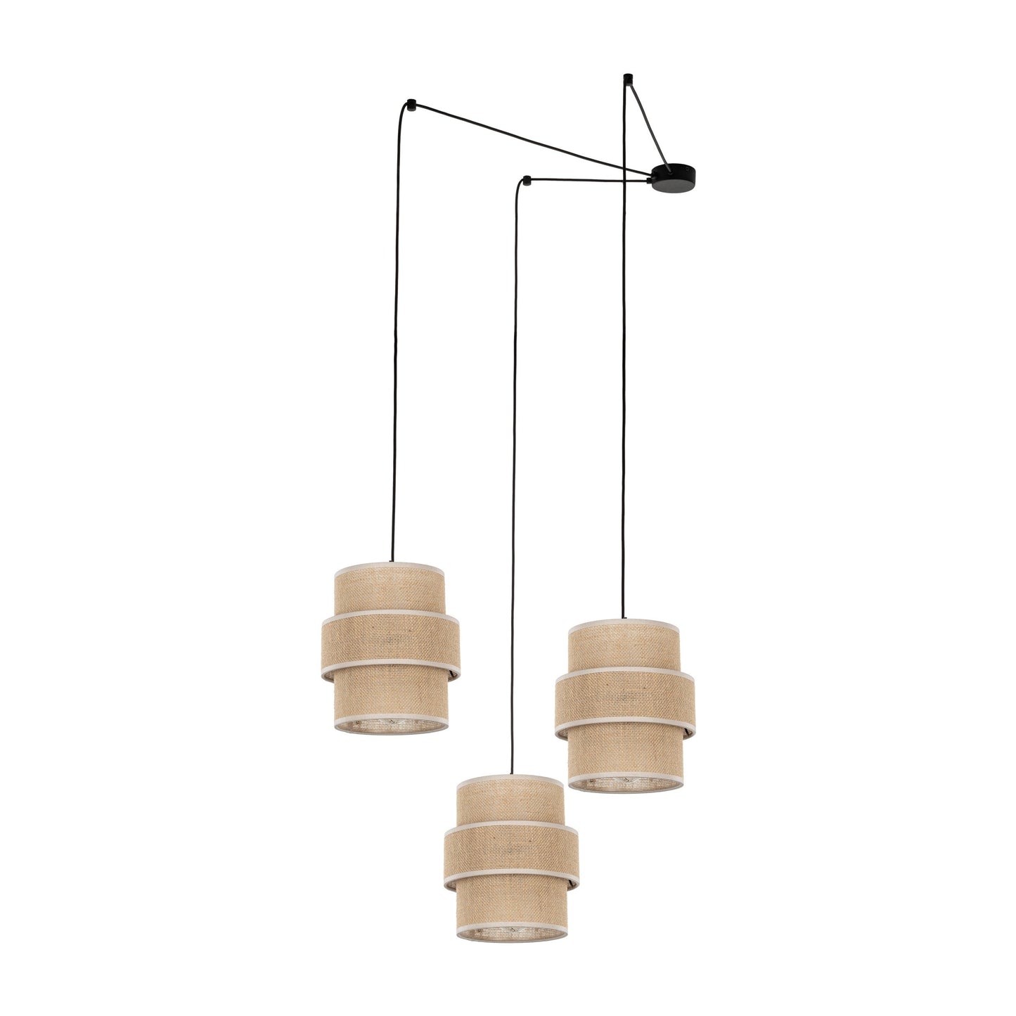CALISTO JUTE 3-Light Suspension Pendant for Dining Tables, Stairwells & High Ceilings