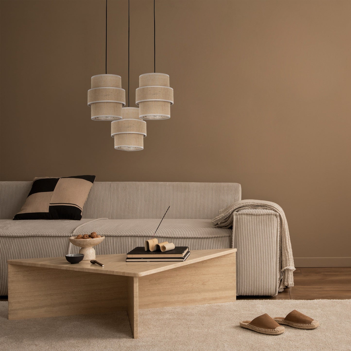 CALISTO JUTE 3-Light Suspension Pendant for Dining Tables, Stairwells & High Ceilings