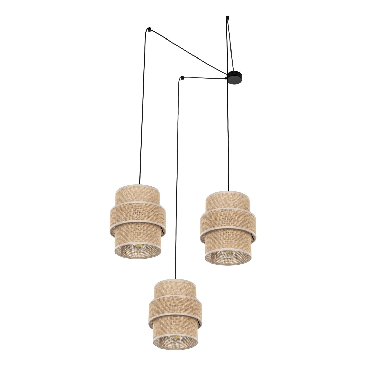 CALISTO JUTE 3-Light Suspension Pendant for Dining Tables, Stairwells & High Ceilings