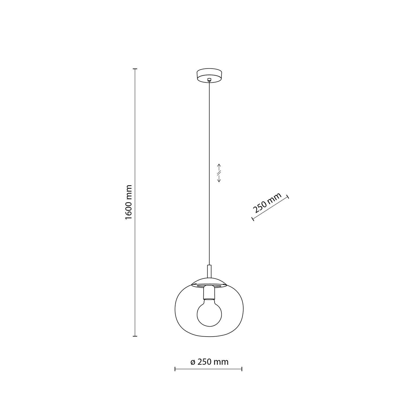VIBE Graphite Glass Scandinavian Pendant Light for Kitchen Island & Dining Table