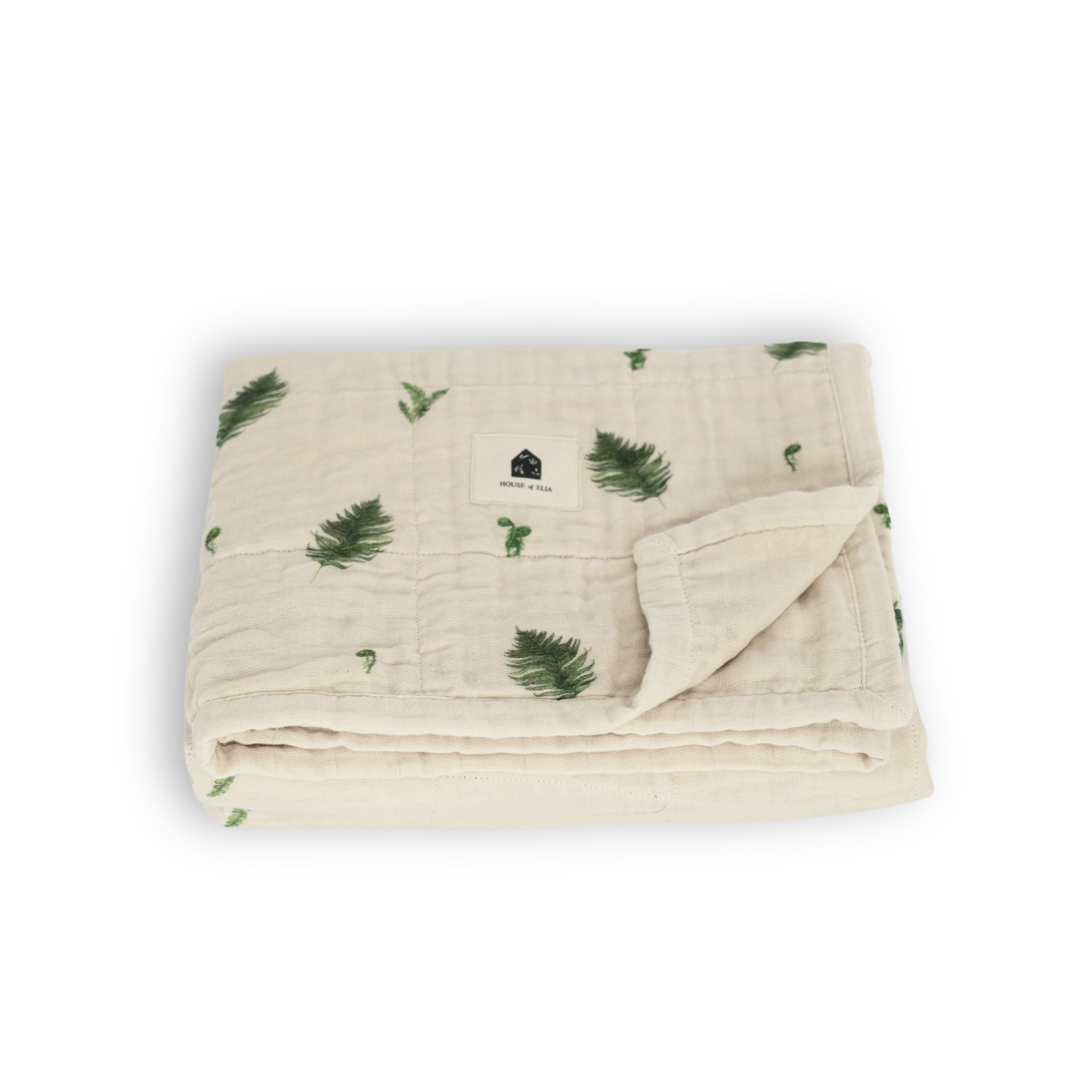 Organic Cotton Muslin Baby Blanket, 4 Layers, Crib Size (47 X 47) - Fern