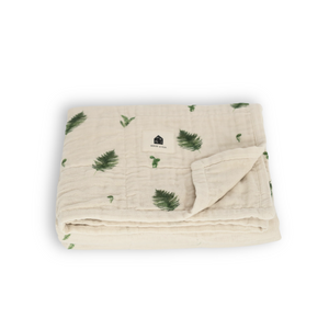 Organic Cotton Muslin Baby Blanket, 4 Layers, Crib Size (47 X 47) - Fern