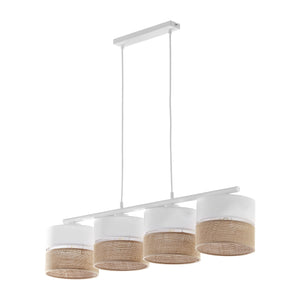 Linobianco 4-Light Linear Pendant with Linen & Jute Shades for Kitchen Island & Dining Table