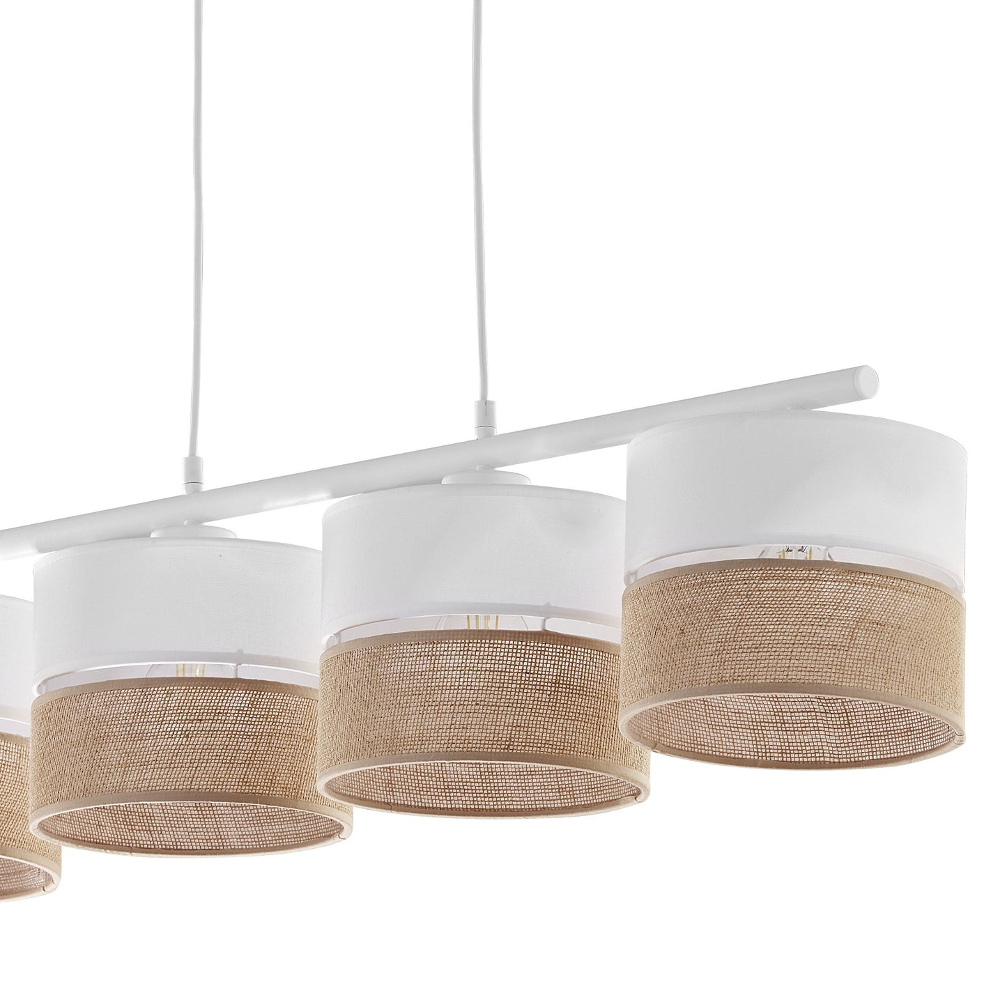 Linobianco 4-Light Linear Pendant with Linen & Jute Shades for Kitchen Island & Dining Table