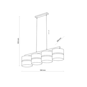 Linobianco 4-Light Linear Pendant with Linen & Jute Shades for Kitchen Island & Dining Table