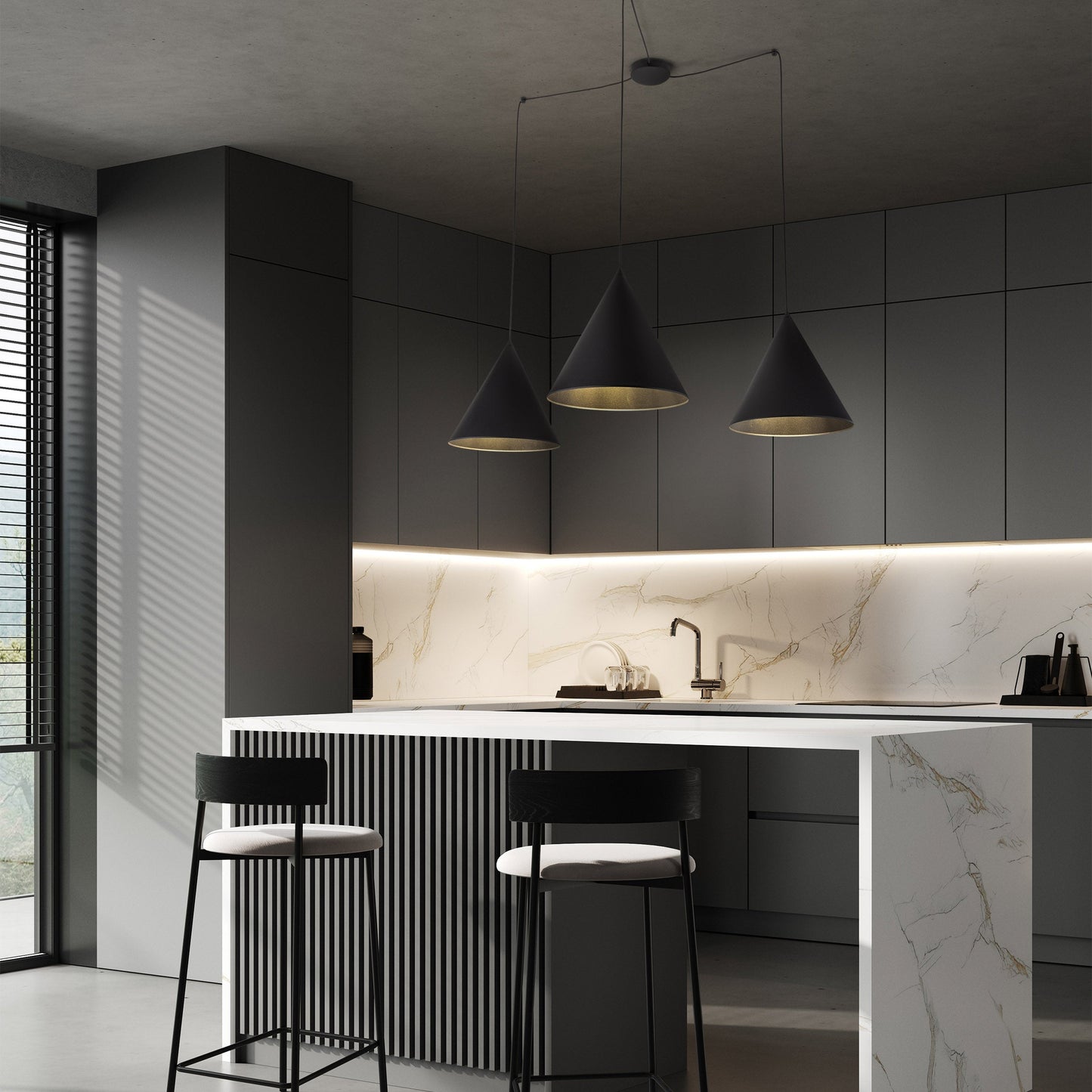 CONO 3-Light Modern Pendant Light for Kitchen Island, Dining Table & Contemporary Interiors