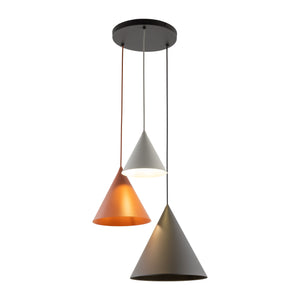 CONO Mix 3-Light Steel Cone Pendant for Kitchen Island & Dining Table