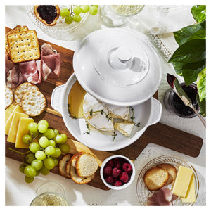 STAUB Ceramique  Ceramic Round Brie Cheese Baker With Lid, Pure-White-2