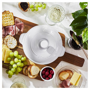 STAUB Ceramique  Ceramic Round Brie Cheese Baker With Lid, Pure-White-3