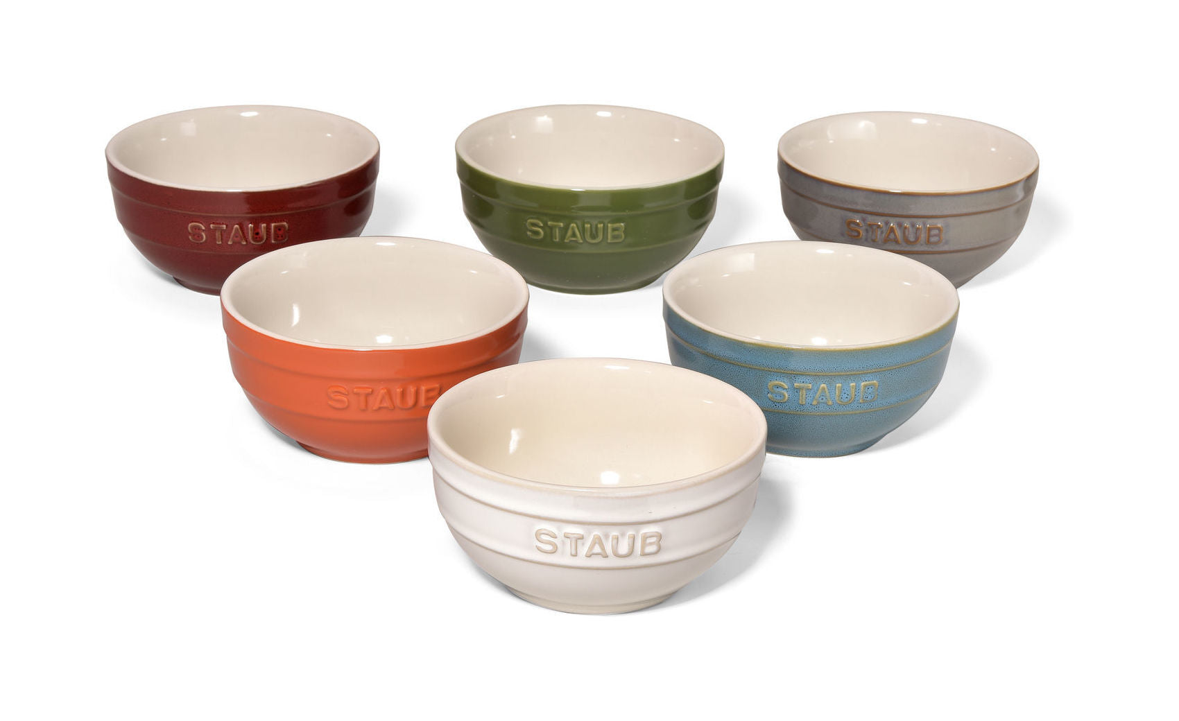 STAUB Ceramique 14 cm / 6 Piece Ceramic Large Rainbow Multi-Colour Large Bowl Set, Mixed Colours-0